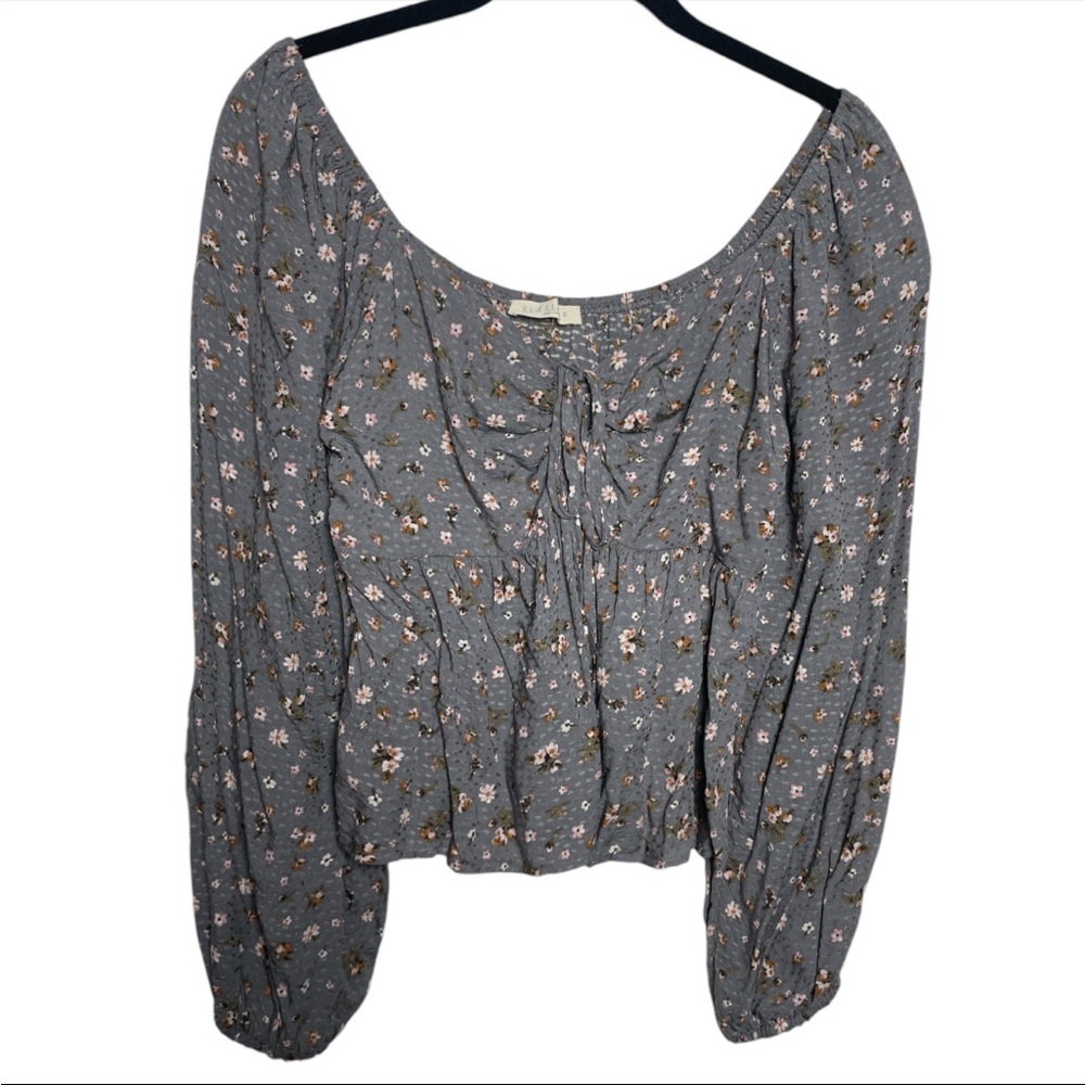 Illa Illa grey floral moody babydoll milkmaid top small